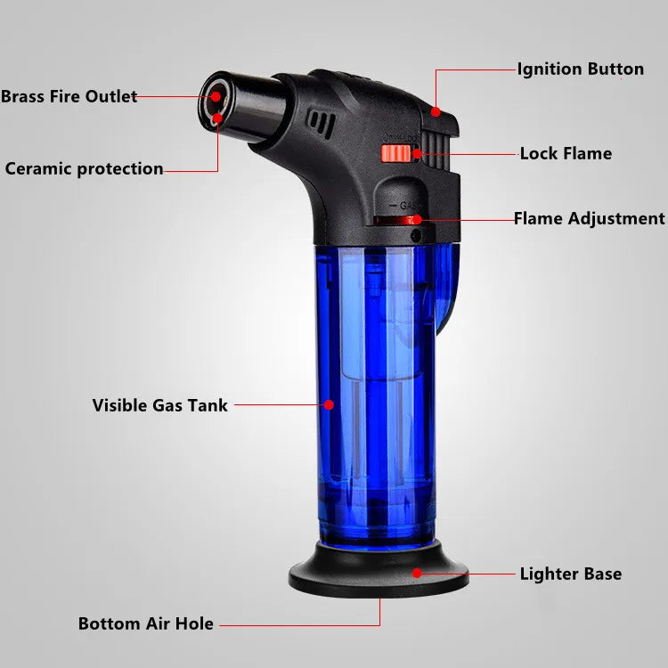 2PCS Butane Torch Lighter Refillable Jet Flame Lighter Windproof Safe Multi-purpose Lighter for Candles Fireplace Campfire Grill