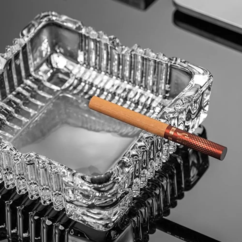 3 Pack Clear Thick Tempered Glass Ashtrays, Easy Clean Heavy Duty for Home Office Outdoor Party