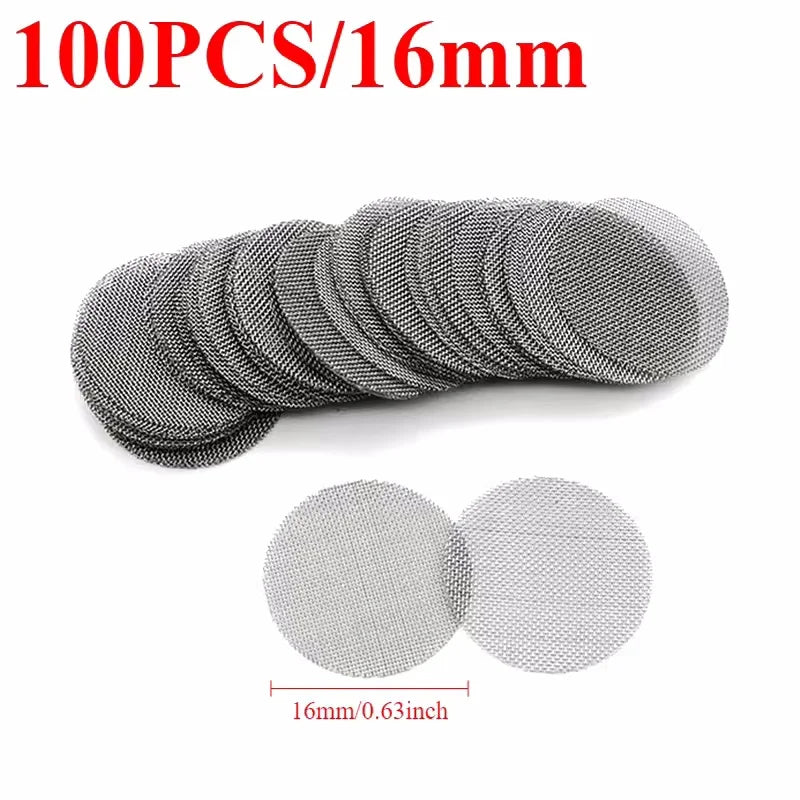 100Pcs Stainless Steel Smoking Pipe Filters Silver Screens Mesh Net Tobacco Smoking Combustion-supporting Accessories
