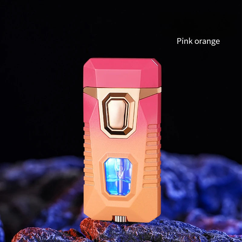 2 IN 1 Cigarette Lighters for Smoking, Mecha's Cool Body Grinder Lighter Gas Butane Torch Lighters, Box Packed as Gift for Men