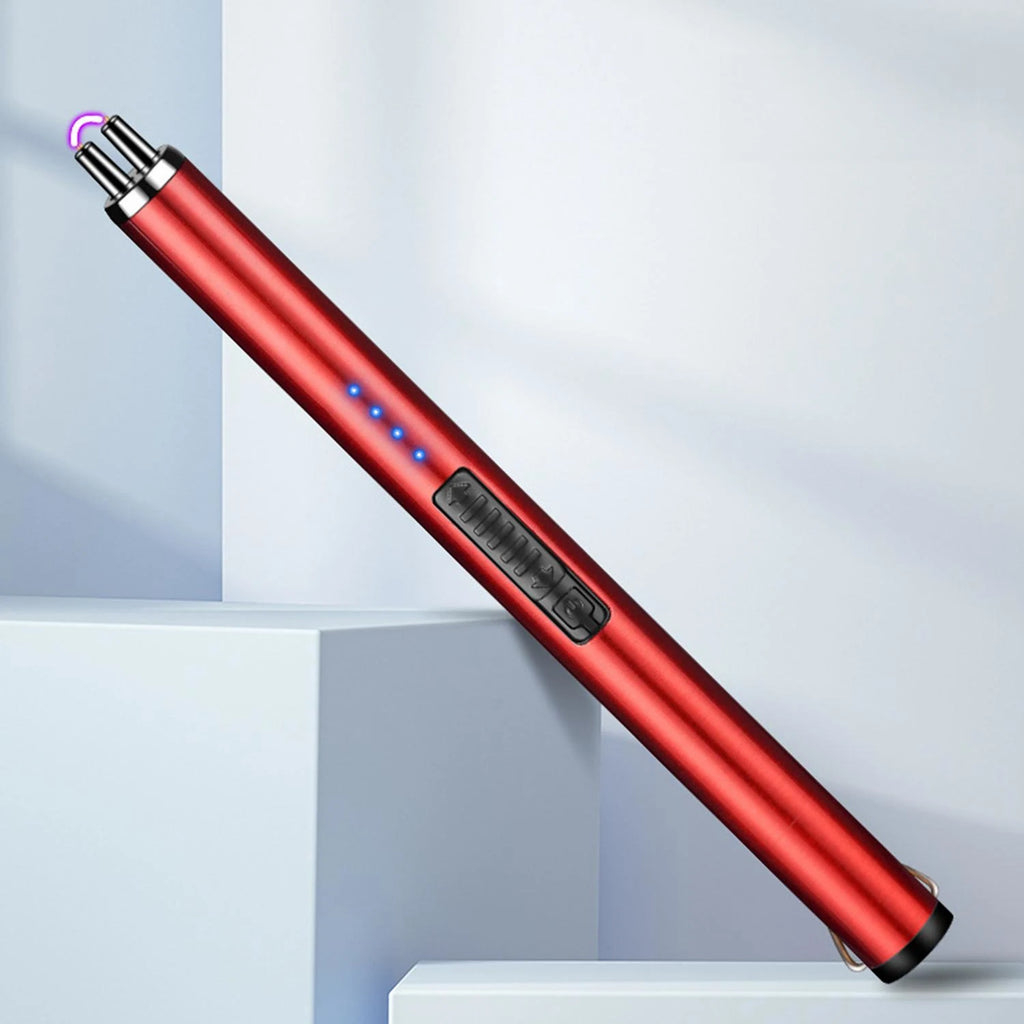 Random color - 2pc Windproof Kitchen Electric USB Lighter Long Candle BBQ  Camping Rechargeable Arc Flameless Plasma Lighter
