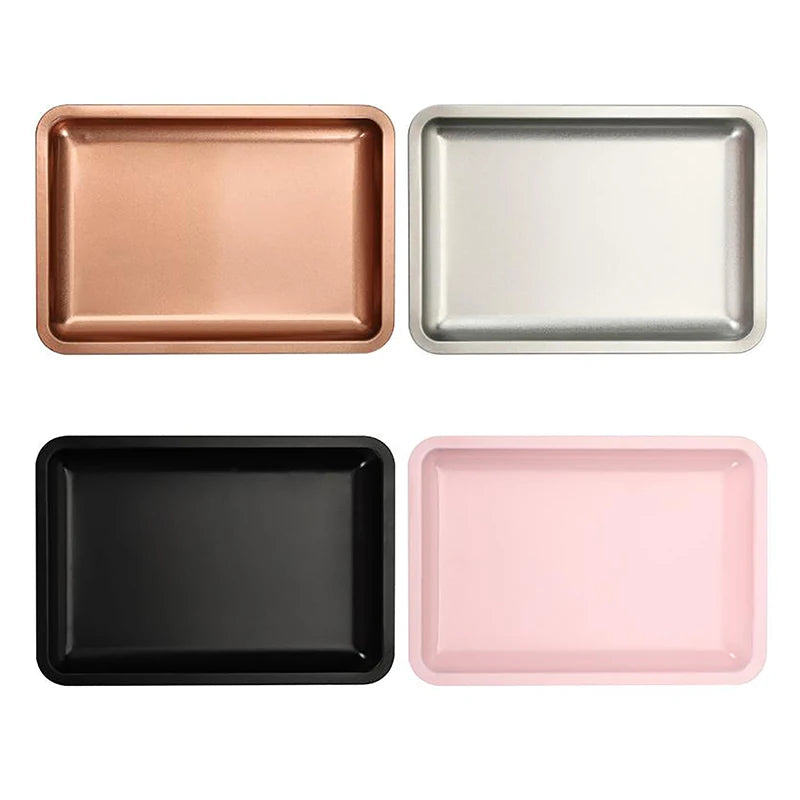 Stainless Steel Cosmetic Storage Tray Jewelry Tray Plate Doctor Surgical Tray Desktop Storage Tool Metal Fack Nail Art Tray
