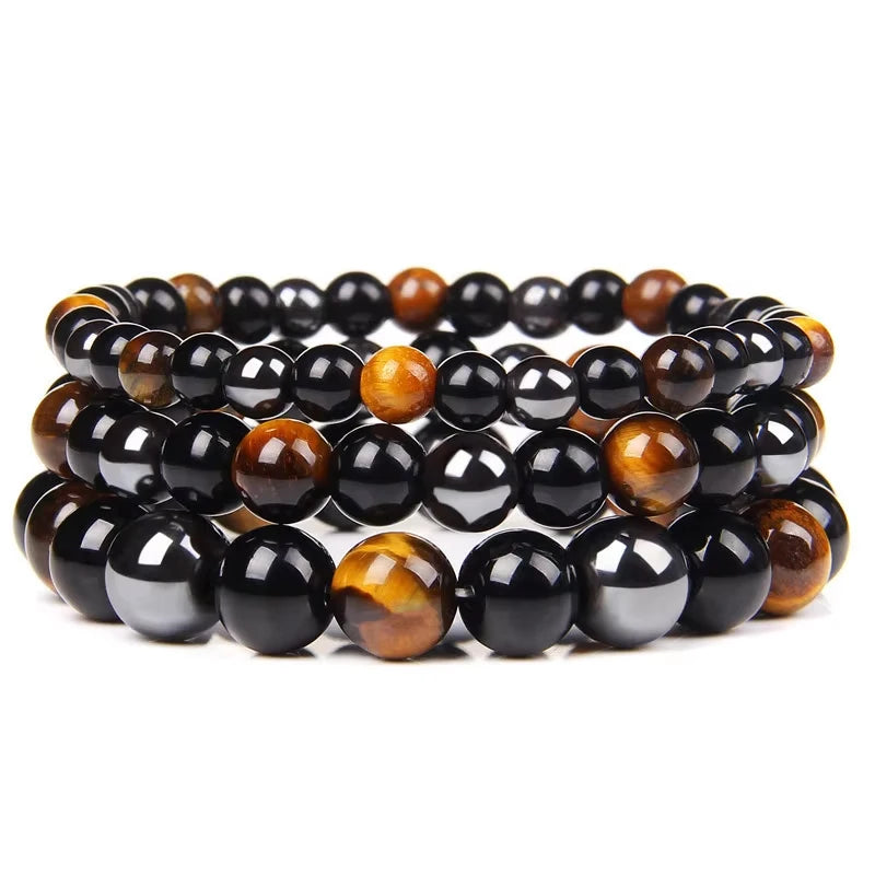 Hanging bracelet - Tiger Eye fashion for both men and women. Stone round beads. Tiger Eye stone bracelet.