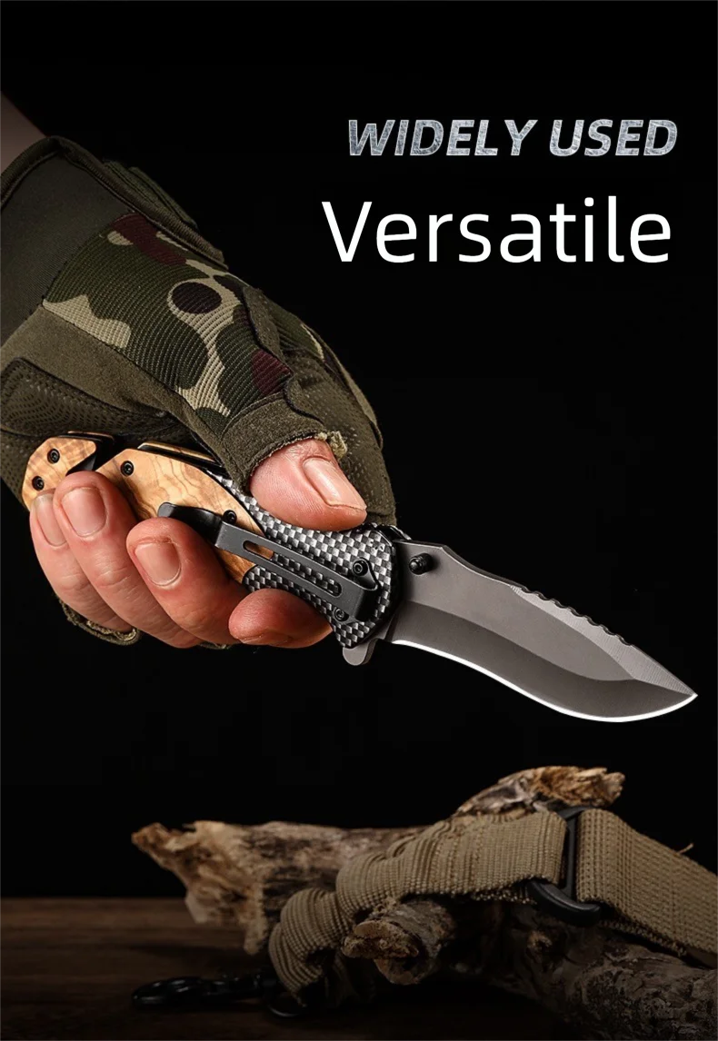 Multifunctional All Steel Portable Folding Knife Outdoor Tactical Camping Survival Fruit Hunting Tool Knife