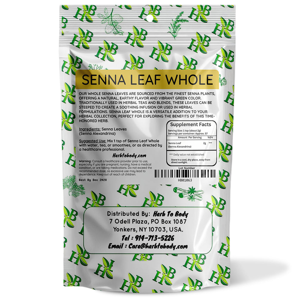 Herb To Body Senna Leaf Whole 4oz Dried Digestive Aid