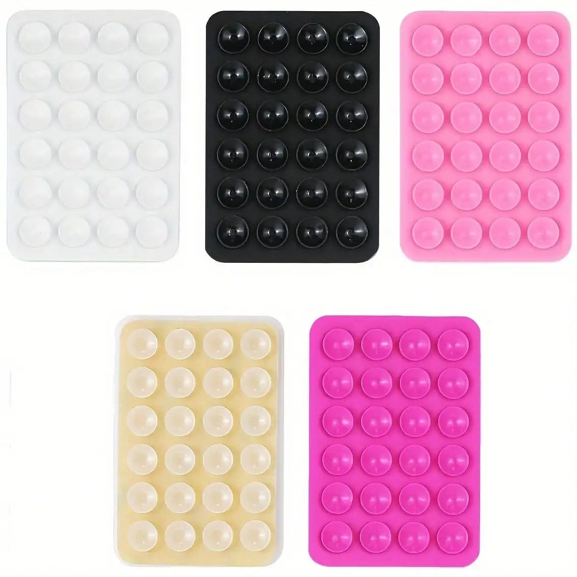 5-Piece Silicone Phone Grip Set - Suction Cup Adhesive for iPhone & Android, Hands-Free Stand with Mirror for Selfies & Videos