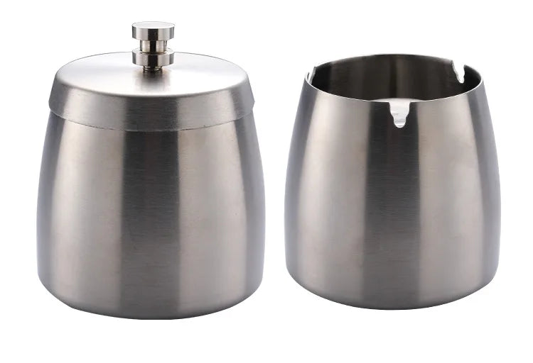 Portable Stainless Steel Ashtray U Groove, Creative Cigar Ashtrays with Cover, Windproof Smokeless Ashtray for Household Hotel