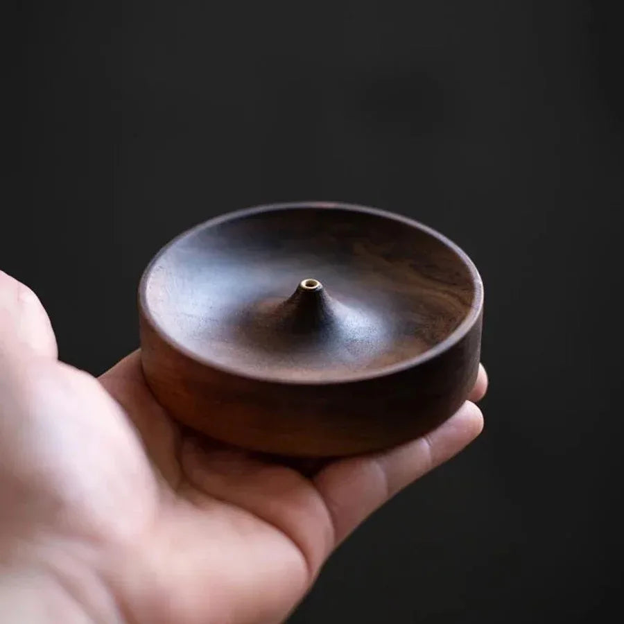 North American Black Walnut Solid Wood Incense Stick Handmade Tea Ceremony Round Incense Burner Agarwood Tray Holder