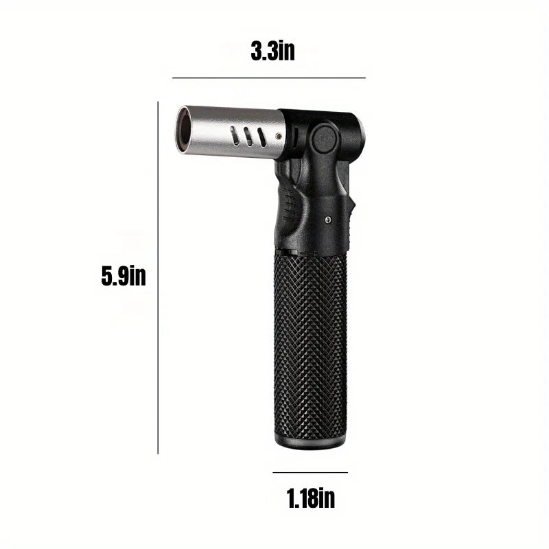 Refillable Butane Torch Lighter 1300°C Jet Flame, Windproof Portable Torch, Adjustable Flame, 360° Use for BBQ, Camping (No Gas)