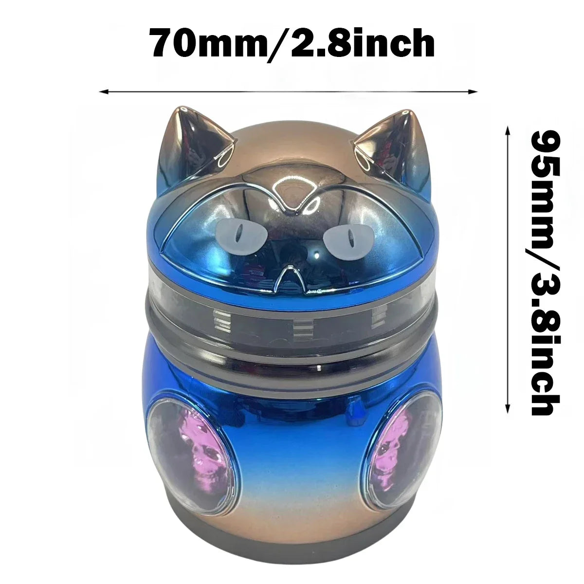 2.8inch Metal Cat Herb Grinder Mill 4-Layers Crusher Manual Mortar Pestle Tobacco Grass Grinder Cigarette Smoking Accessories