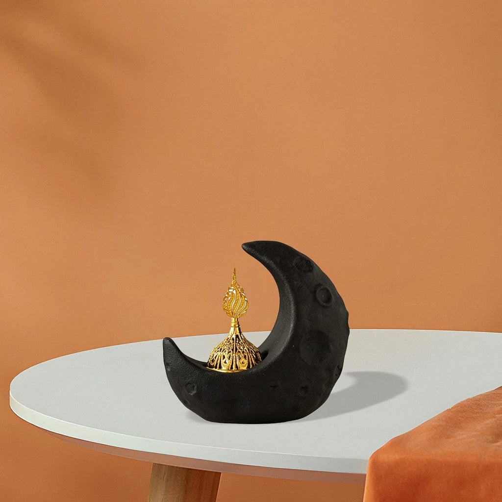 Moon Burner Ceramic Fountain Holder Yoga Meditation Decor Moon Decor Yellow Incense sticks Coil incense burners Insense holder