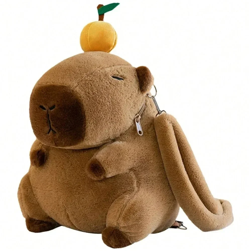 Cute Capybara Plush Backpack – Cartoon Capybara Shoulder Bag for Kids, Soft Fur School Bag Gift