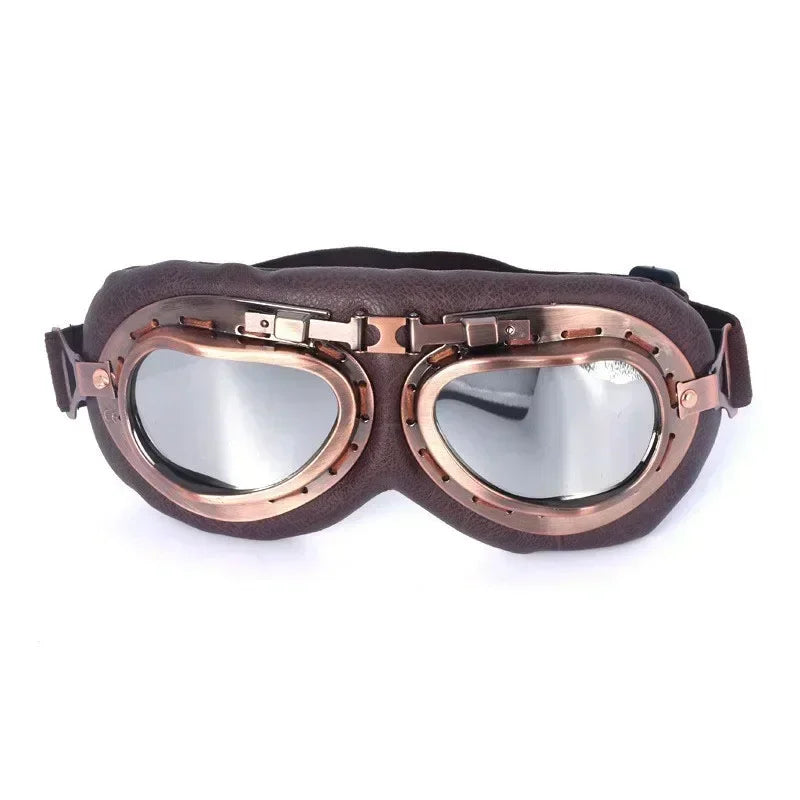 Retro Motorcycle Goggles Glasses Vintage Moto Classic Goggles for Harley Pilot Steampunk ATV Bike Copper Helmet 1Pcs