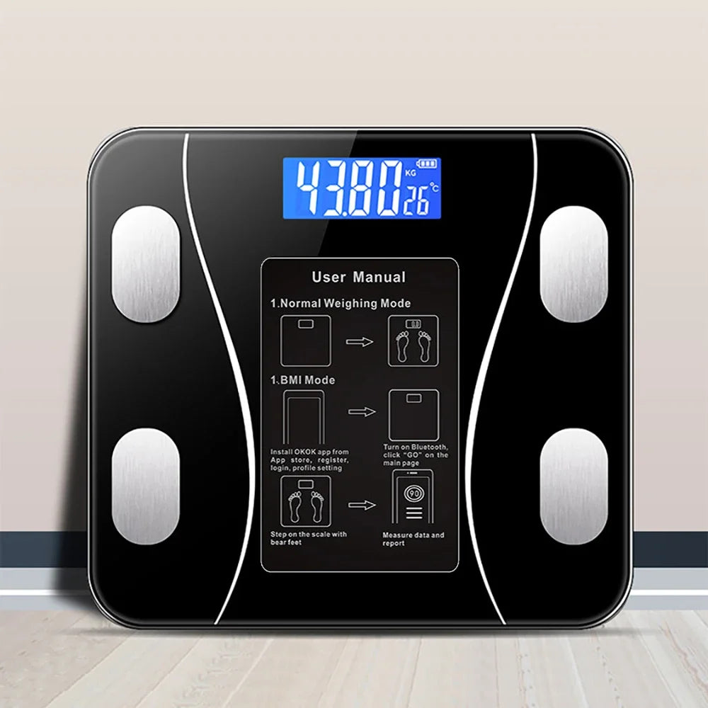 Smart Bluetooth Body Fat Scale, Digital Bathroom Weight Scale with App for Body Composition Analysis & Health Tracking