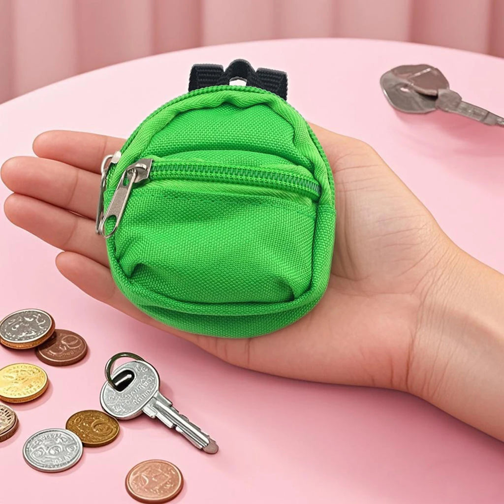 Double-shoulder zipper small coin wallet, key bag mini backpack pendant, toy decoration small bag，1 PC