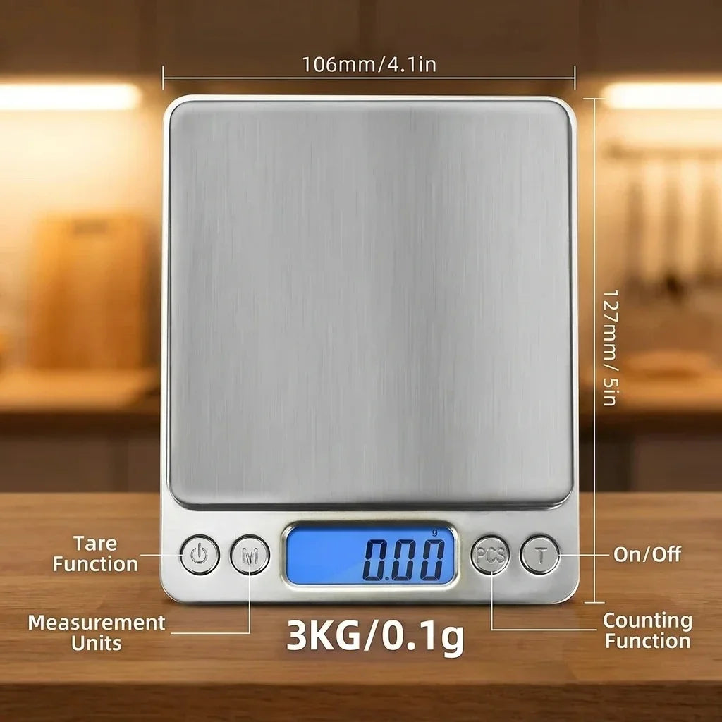 Digital Kitchen Scale Stainless Steel Food Scale with LCD Display for Precise Weighing