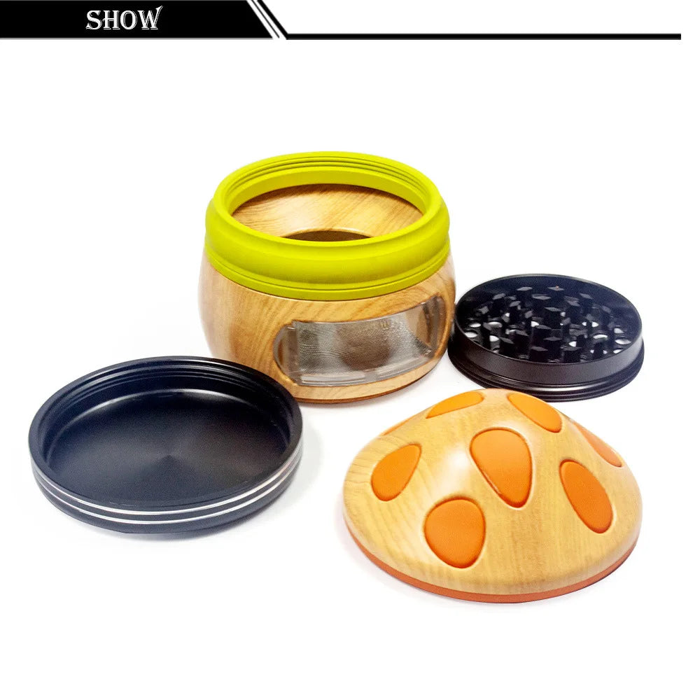 Mushroom Zinc Alloy Metal Plastic Smoke Grinder 4 layers Grinder Tobacco Grinder Smoking Accessories Gadgets for Men