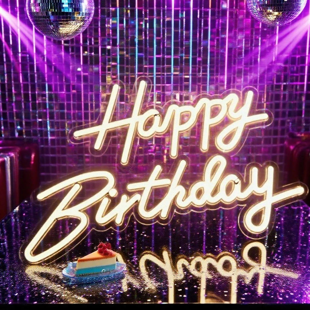Pink/Cool White/Warm White Light Happy Birthday Neon Light Sign, Suitable for Restaurant Parties, Holiday Decorations, Party Venues, Bedroom Surprises, Living Room Gatherings, and as an Essential Photo Prop