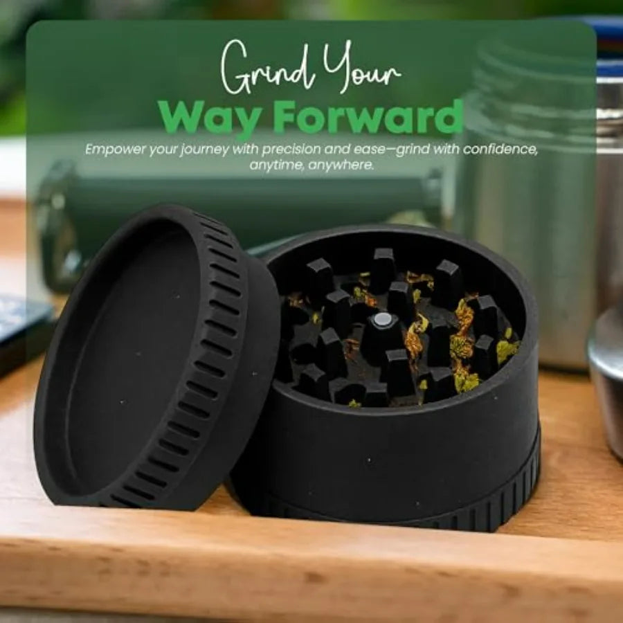55 mm Black Herb Grinder for Easy Grinding Durable Metal Construction Sleek Black Finish Efficient Design