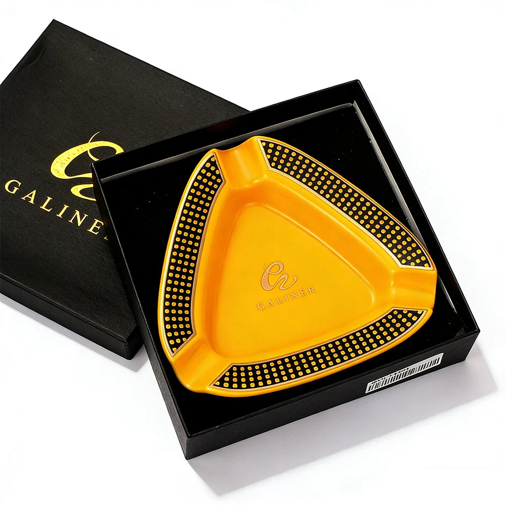 Portable Ceramic Cigar Ashtray Home 3 Slot Tube Ash Tray Travel Cigar Accessories Gift Box Packaging
