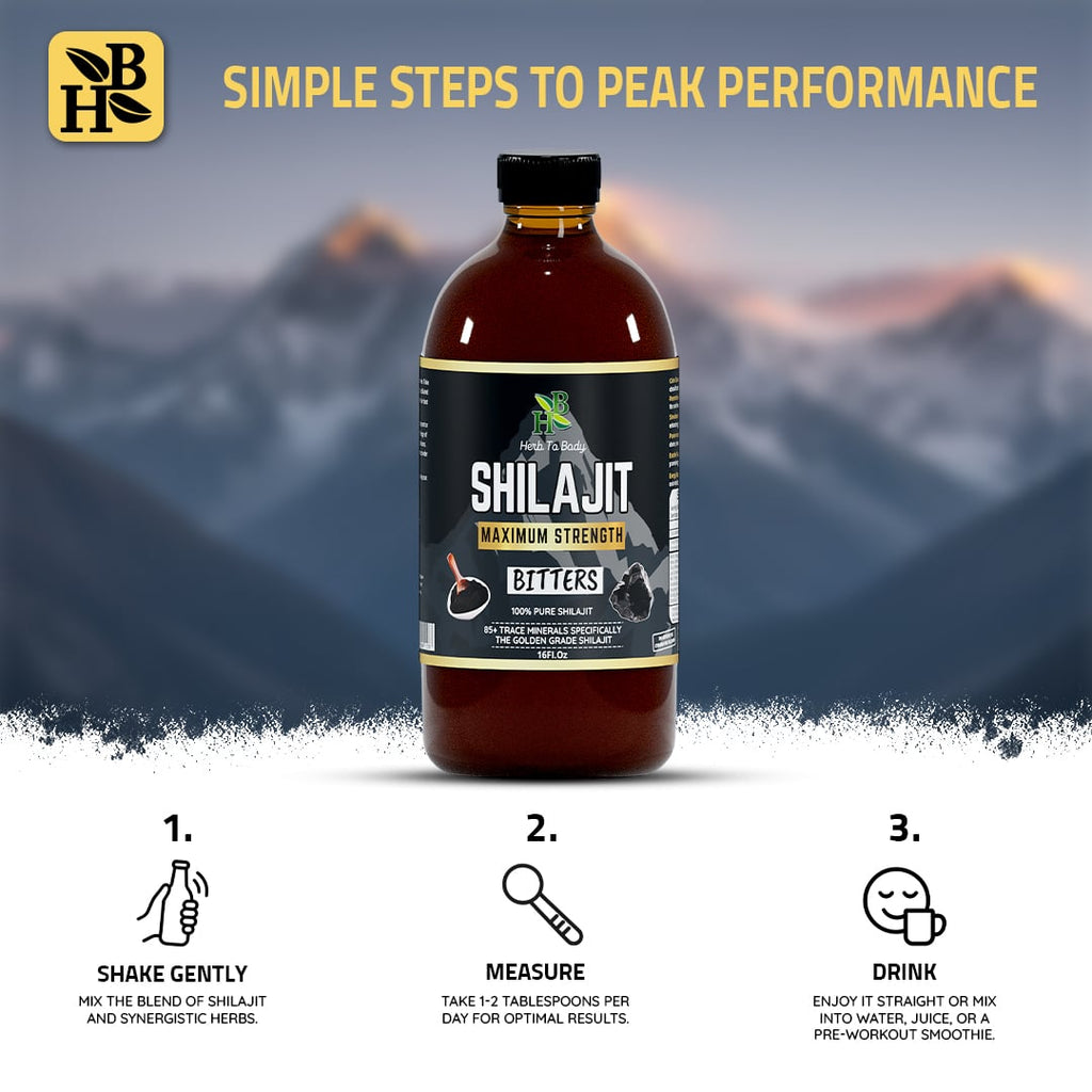 Herb to Body Shilajit Bitter Liquid Supplement 16oz