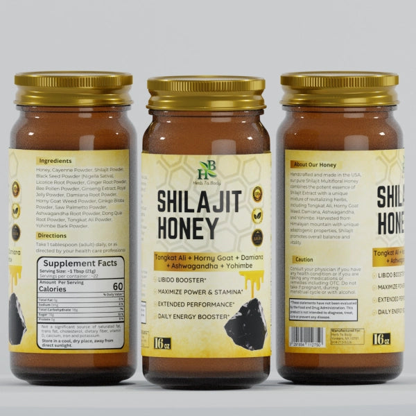Herb to Body Shilajit Honey Botanical Blend 16oz Jar