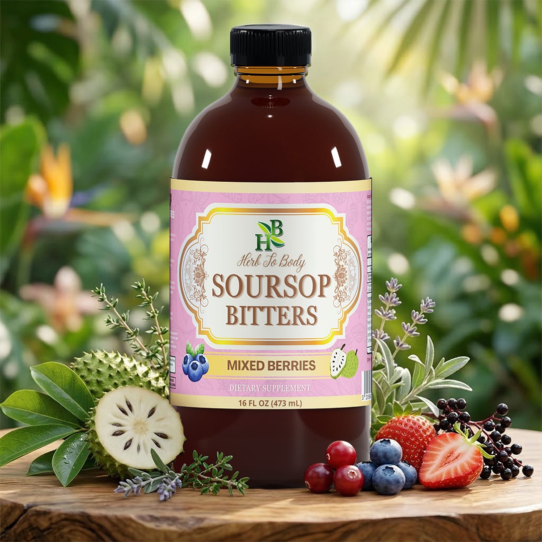 Herb to Body Soursop Bitters Mixed Berries Herbal Tonic 16oz