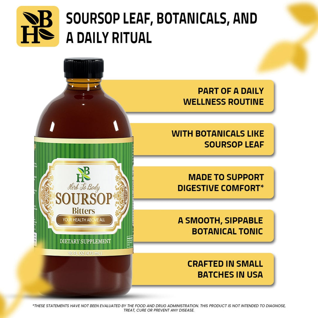 Herb to Body Soursop Living Bitter Herbal Supplement 16 fl oz
