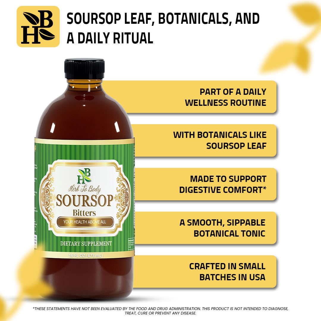 Herb to Body Soursop Living Bitter Herbal Supplement 16 fl oz