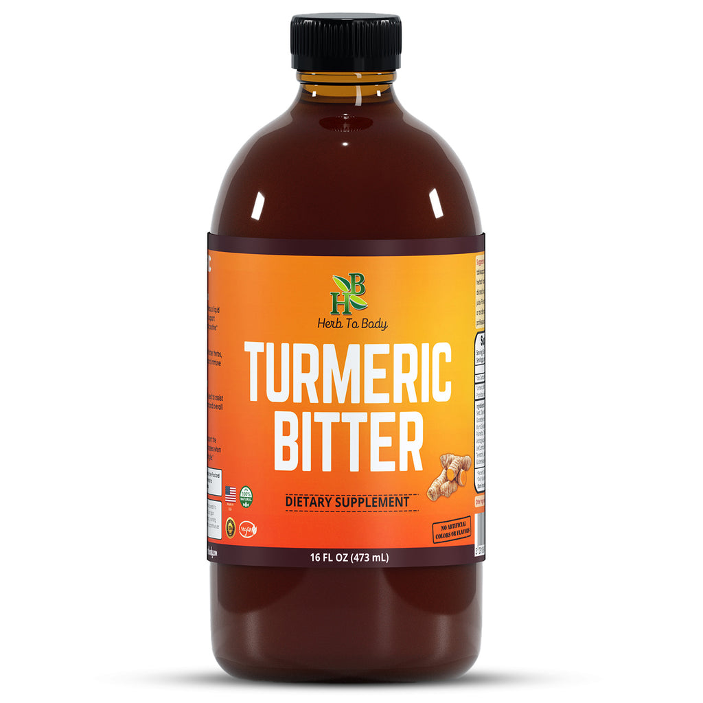 Herb To Body Turmeric Bitter Liquid Herbal Tonic 16 fl oz