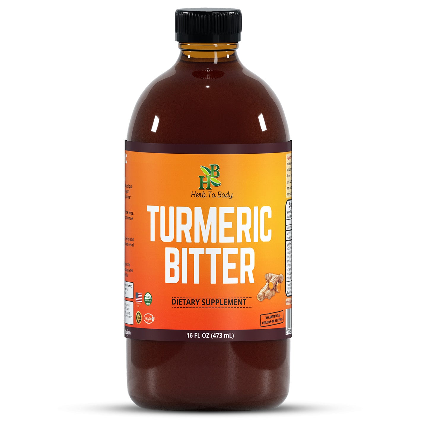 Herb To Body Turmeric Bitter Liquid Herbal Tonic 16 fl oz