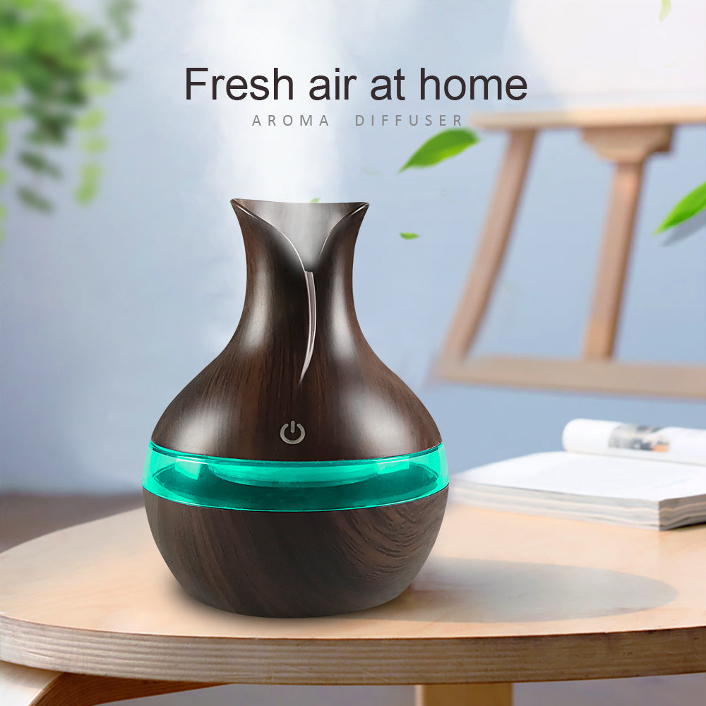 Wooden Humidifier Gift Set  300ml USB Diffuser with 2  Essential Oils Perfect for Stress Relief  Better Sleep