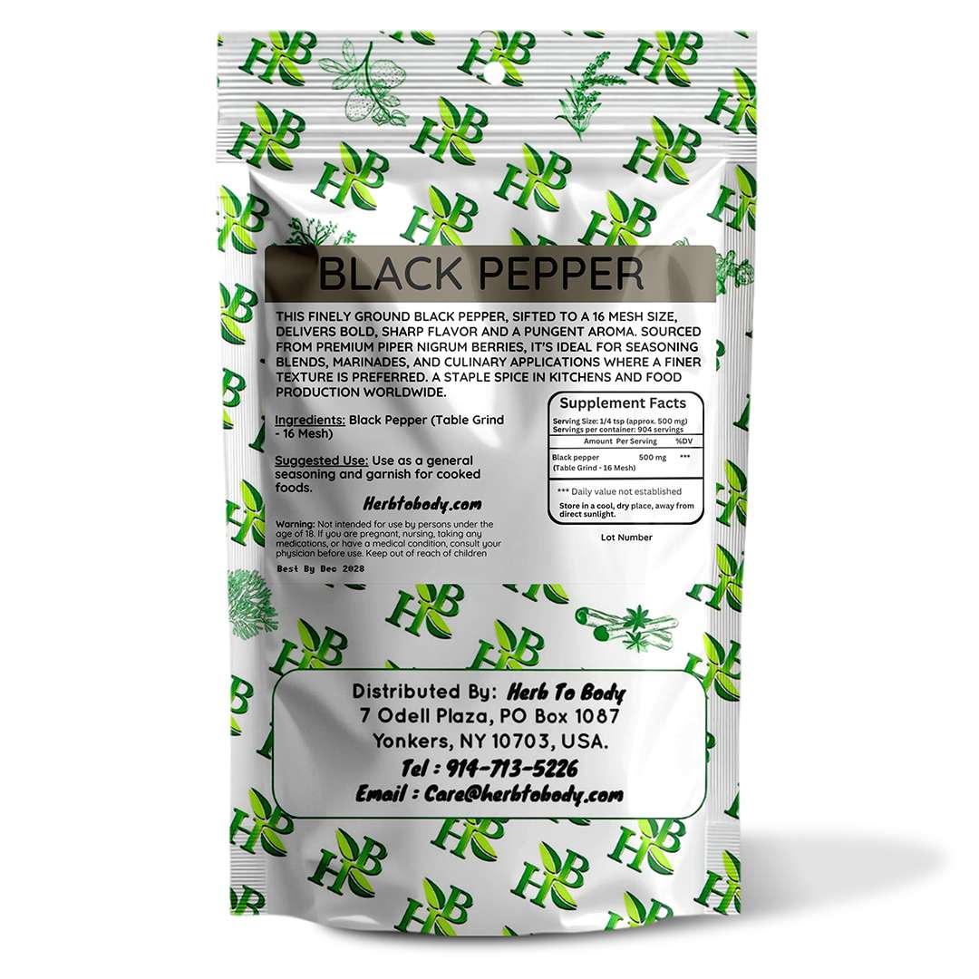 Herb to Body Fine Ground Black Pepper 16 Mesh Seasoning