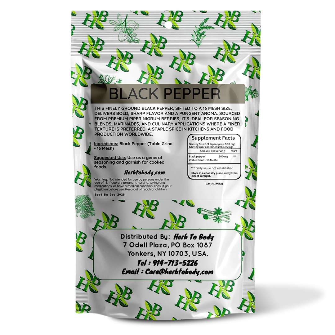 Herb to Body Fine Ground Black Pepper 16 Mesh Seasoning