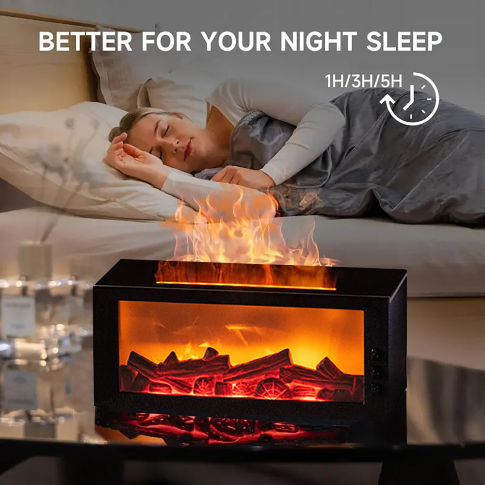 Humidifier Colorful Flame Fireplace Aroma Diffuser 300ml Waterless Auto Off Air Humidifier with Timer Remote Control for Home Be