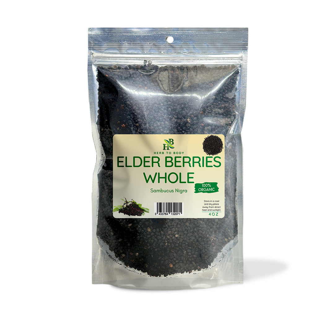 Herb To Body Organic Whole Dried Elderberries Sambucus Nigra