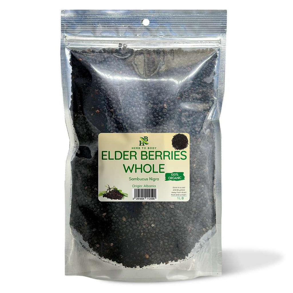 Herb To Body Organic Whole Dried Elderberries Sambucus Nigra