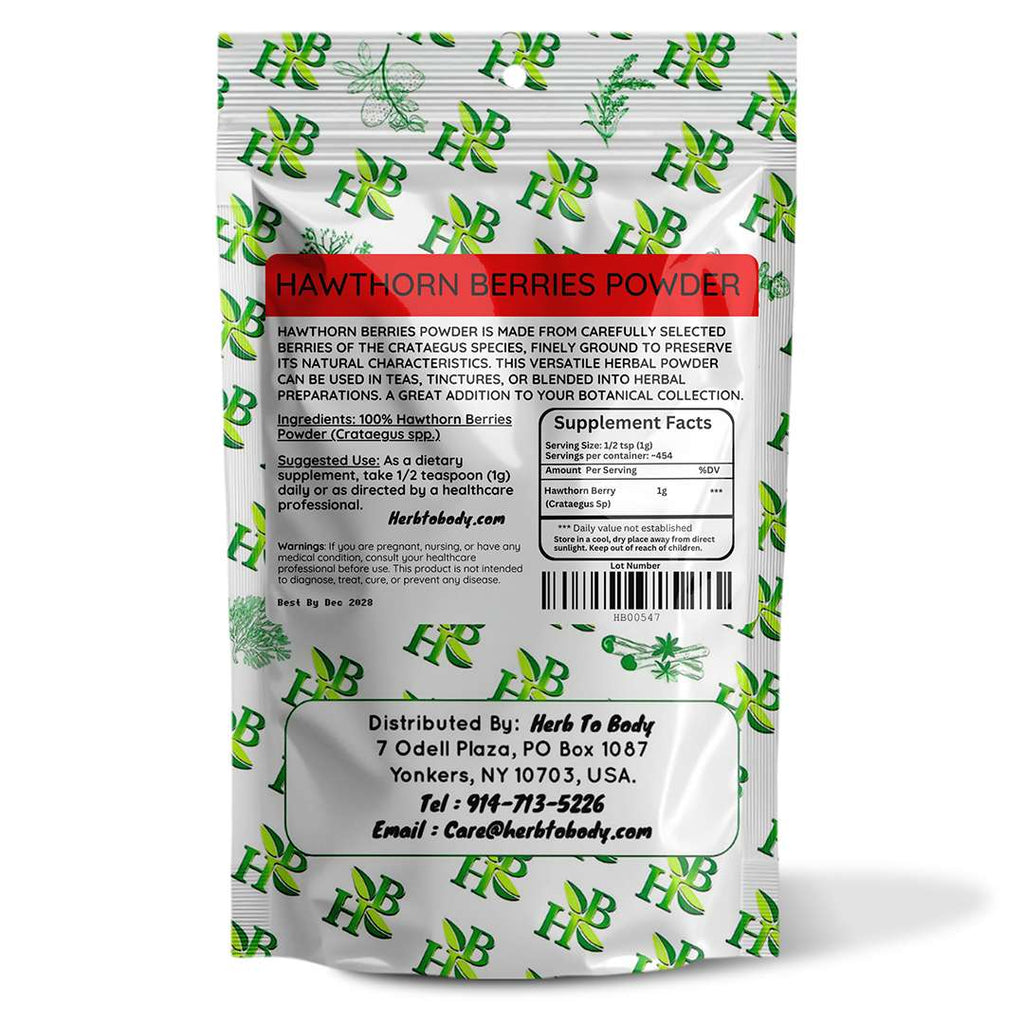 Herb To Body Hawthorne Berries Powder Traditional Herbal Supplement