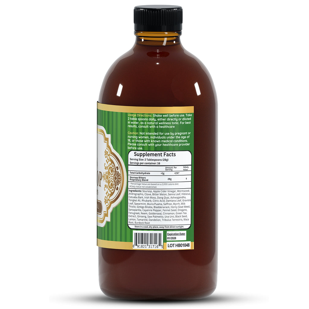 Herb to Body Soursop Living Bitter Herbal Supplement 16 fl oz