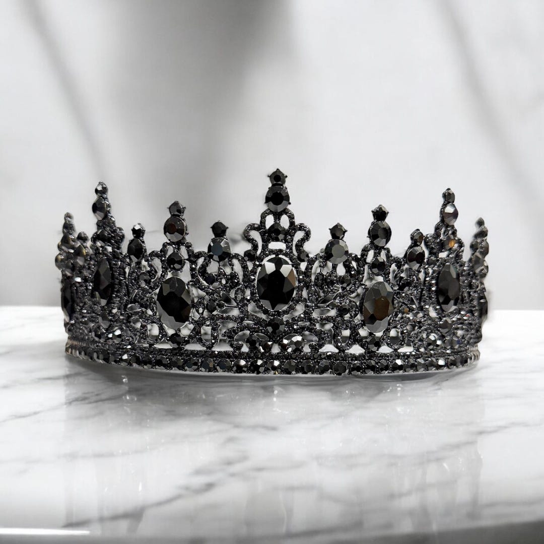 HappyJewelryWorld Gothic Crown Black Diamond