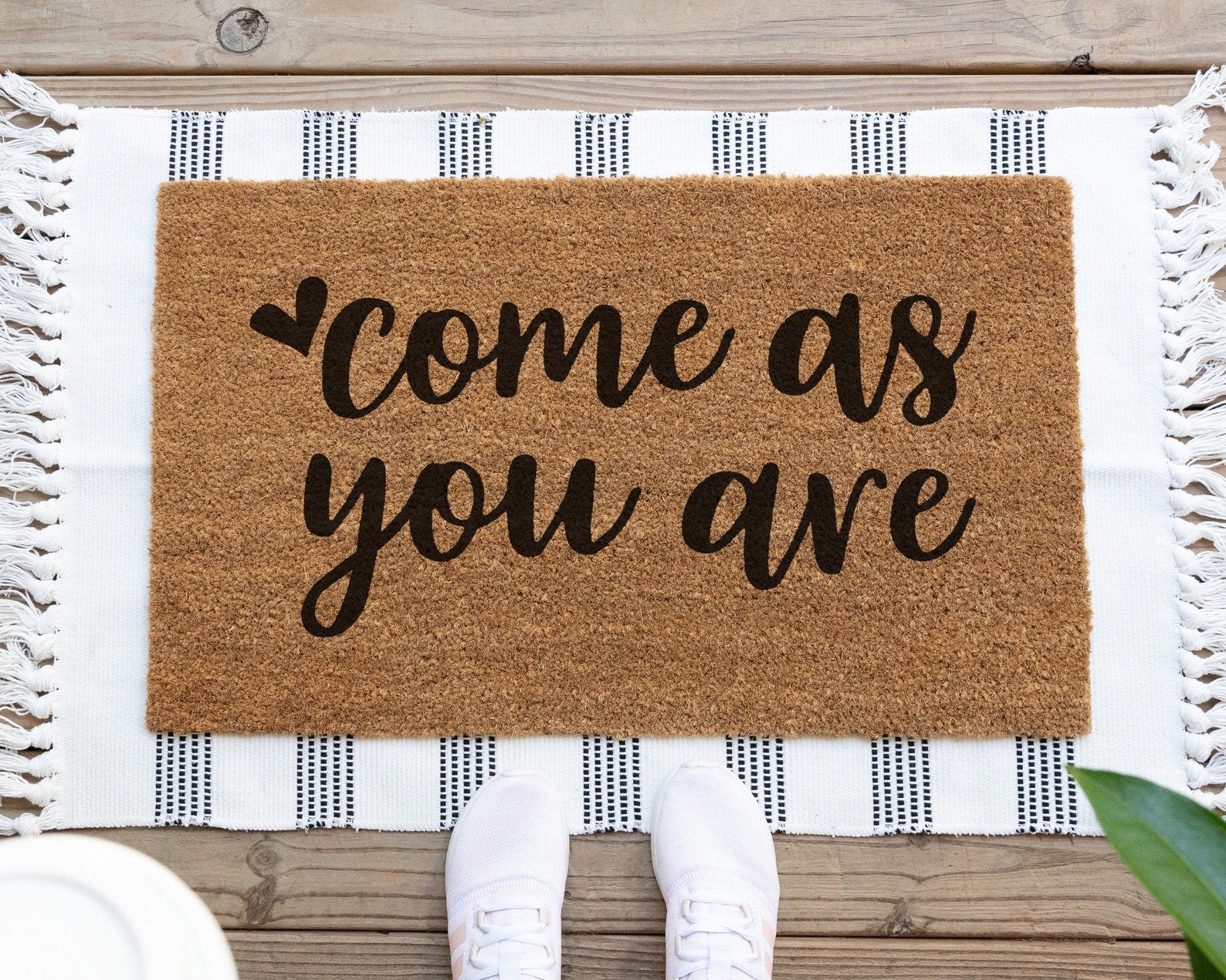HamlinRowShop Come As You Are Natural Coir Doormat Welcome Mat