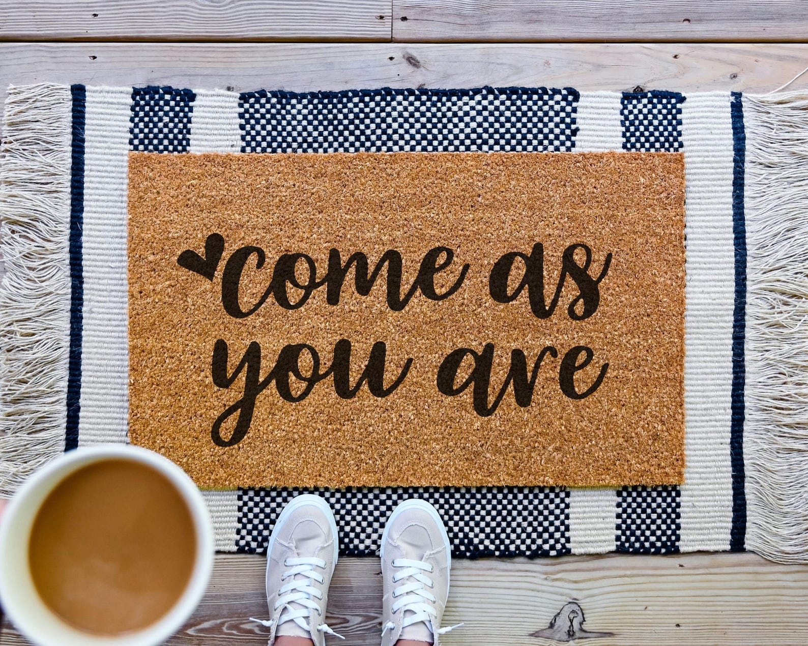 HamlinRowShop Come As You Are Natural Coir Doormat Welcome Mat