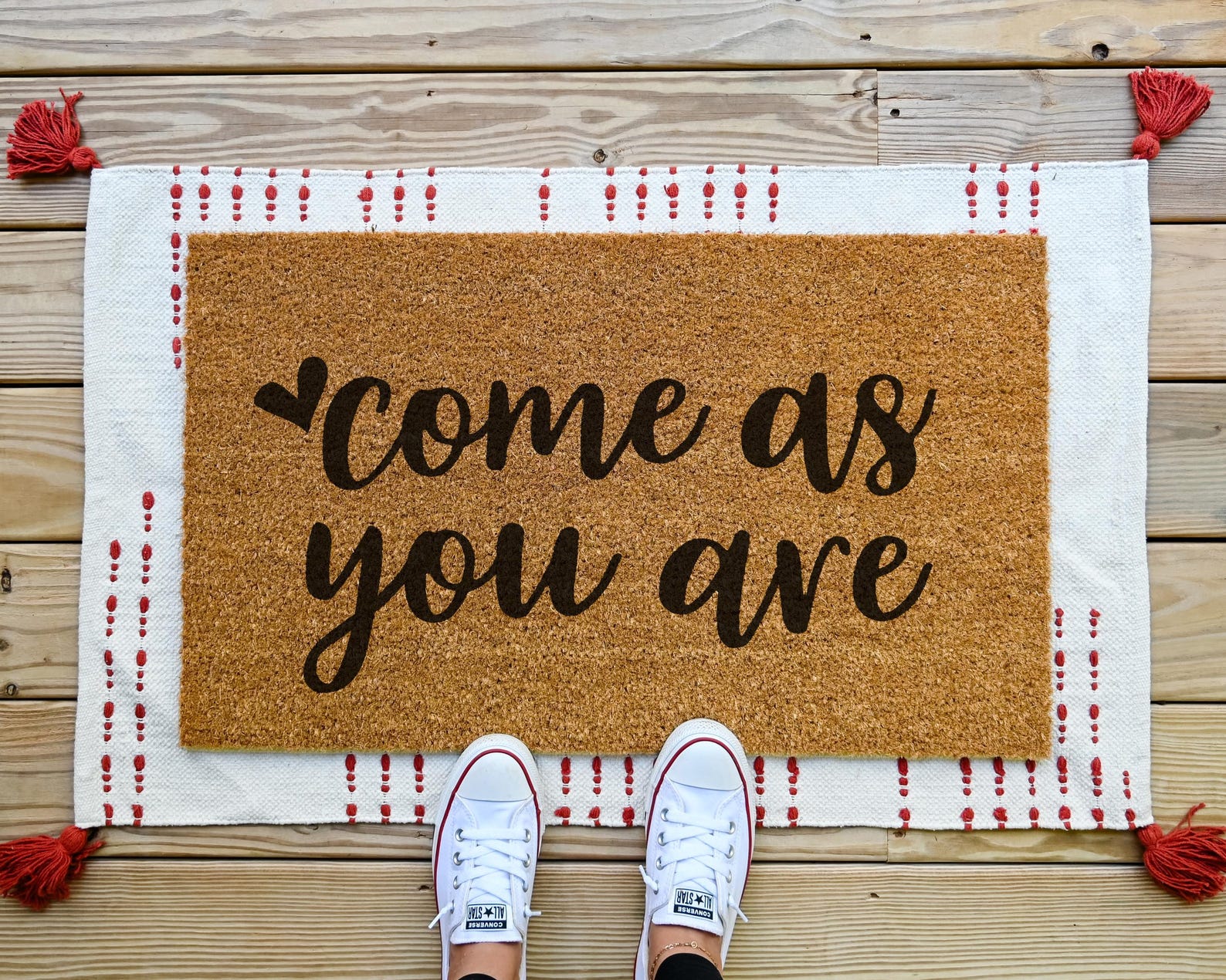 HamlinRowShop Come As You Are Natural Coir Doormat Welcome Mat