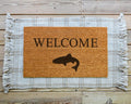 HamlinRowShop Fish Welcome Doormat Coir Front Porch Decor