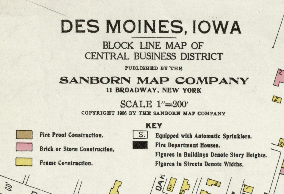 GenealogicalSurveyor 1906 Des Moines Polk County Iowa Giclée Print 20x24in
