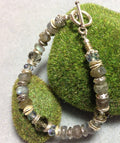 MossberryandStone Labradorite Beaded Bracelet Glass Silver Accents