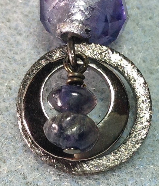 MossberryandStone Amethyst Drop Dangle Earrings Oxidized Silver February Birthstone