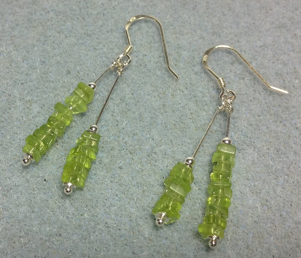 MossberryandStone Sterling Silver Rough Cut Peridot Dangle Earrings