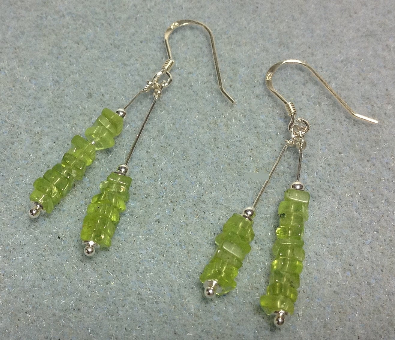 MossberryandStone Sterling Silver Rough Cut Peridot Dangle Earrings