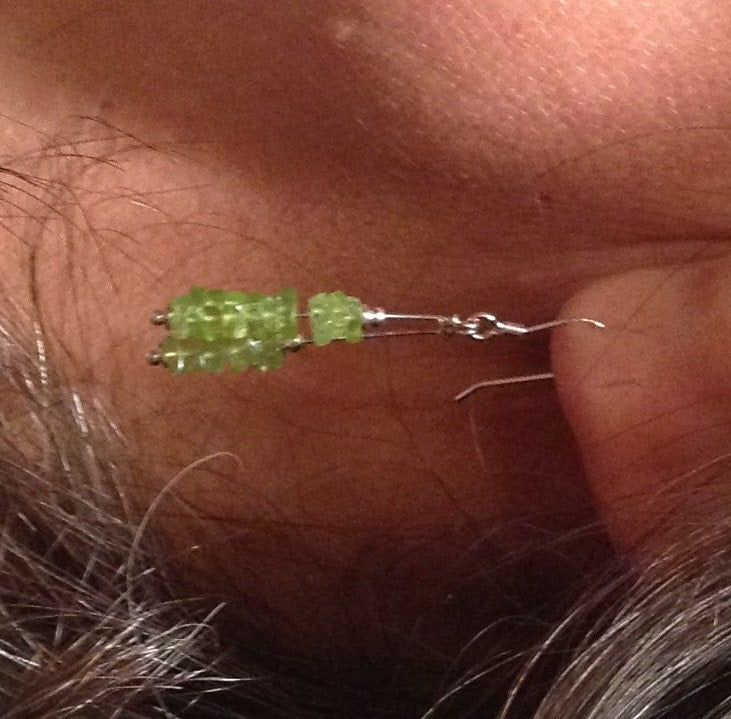MossberryandStone Sterling Silver Rough Cut Peridot Dangle Earrings